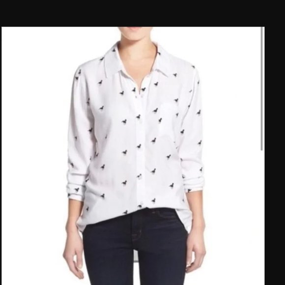Rails Size  S Rocsi horse pattern button down shirt white, black - Picture 12 of 14